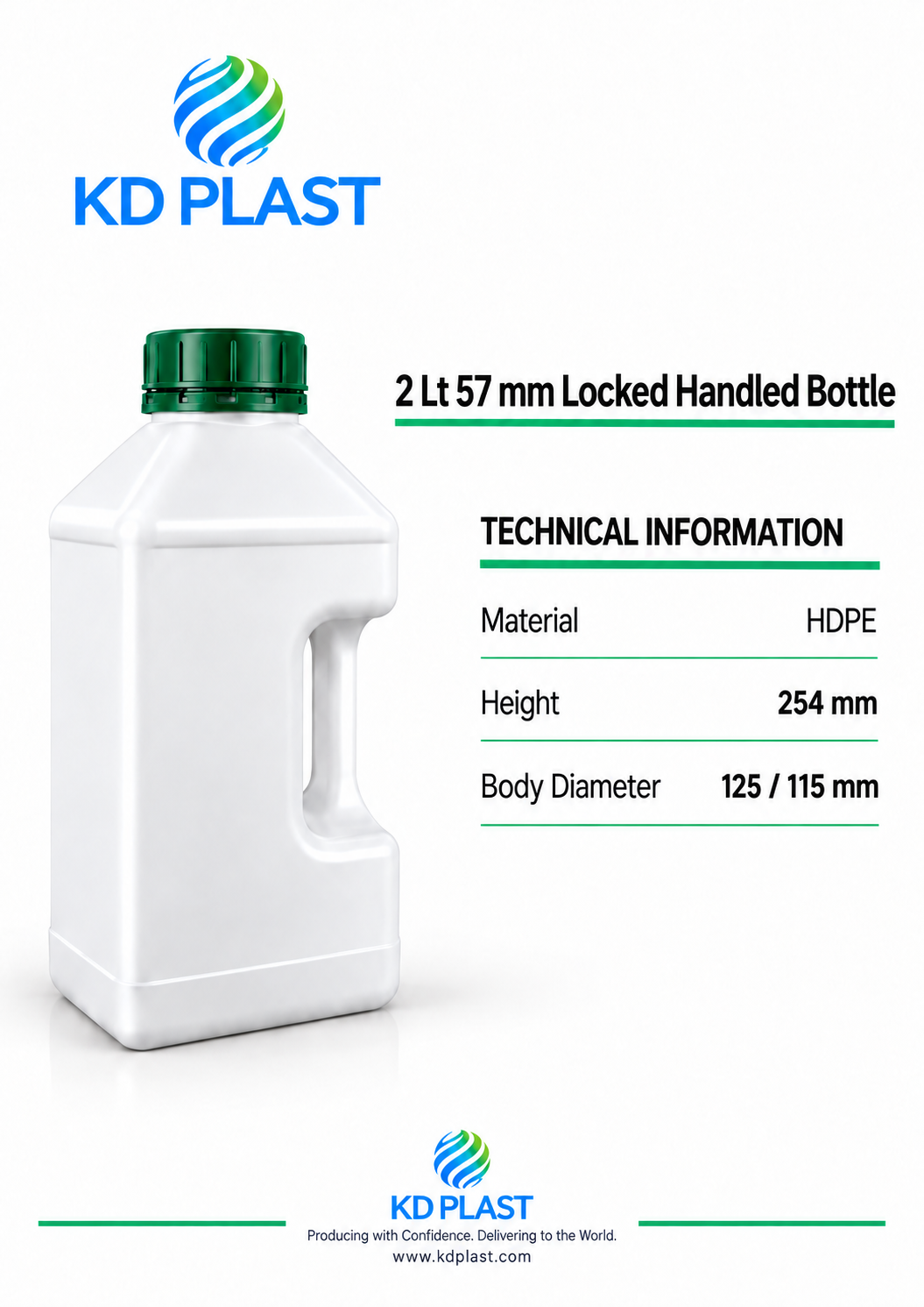 2 L HDPE Handled Lock-Closure Bottle