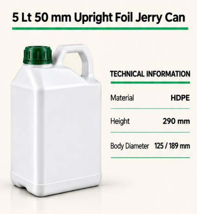 5 L HDPE Upright Foil-Seal Jerry Can