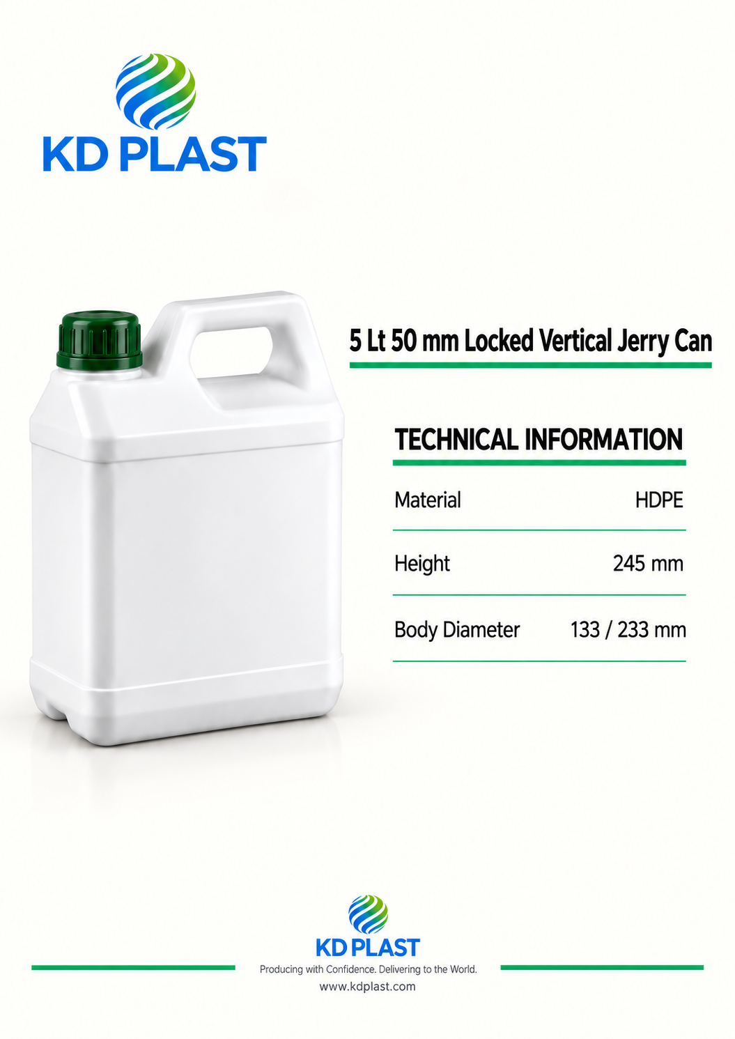 5 L HDPE Vertical Lock-Closure Jerry Can