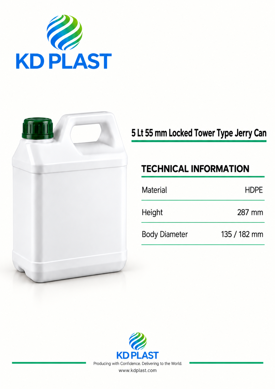 5 L HDPE Tower Lock-Closure Jerry Can