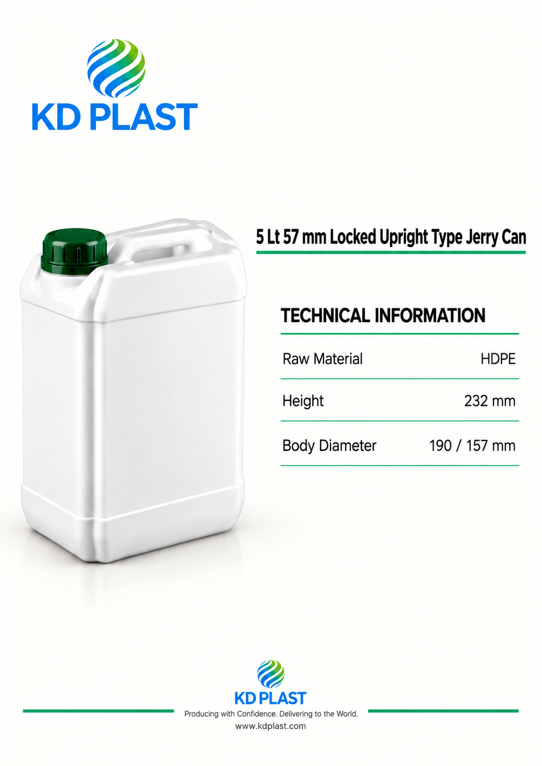 5 L HDPE Upright Lock-Closure Jerry Can
