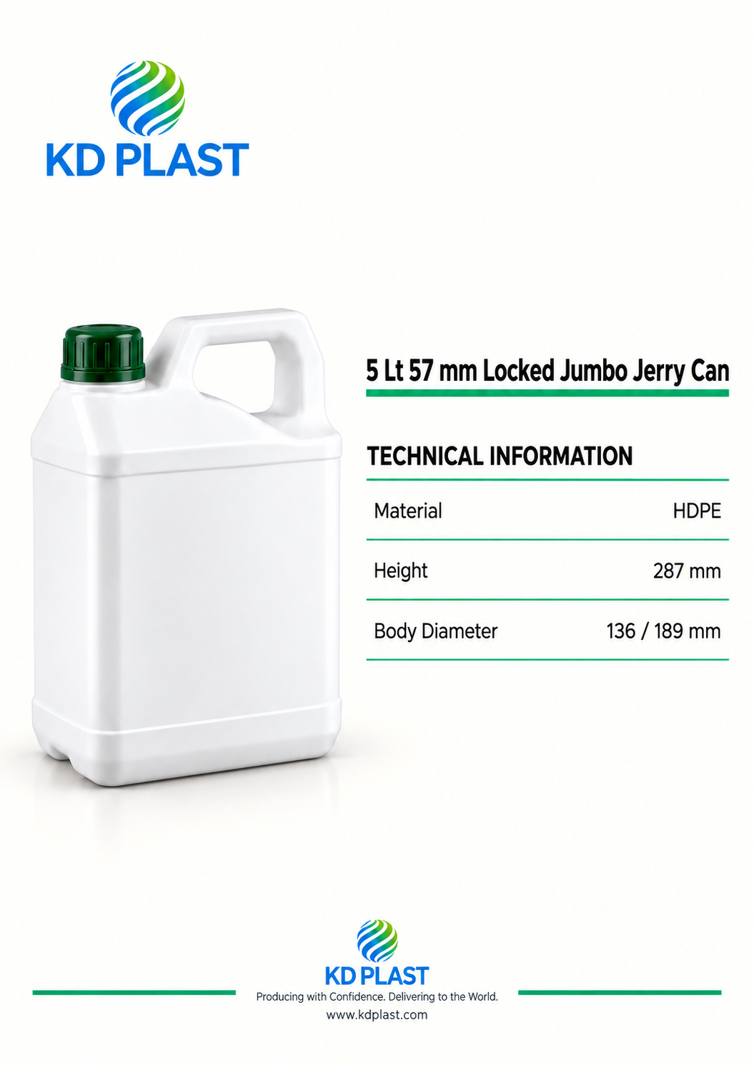 5 L HDPE Jumbo Lock-Closure Jerry Can