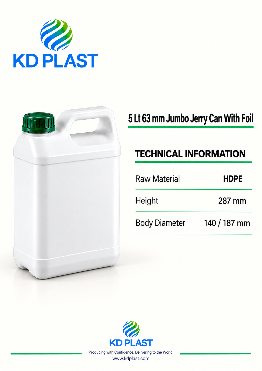 5 L HDPE Jumbo Foil-Seal Jerry Can