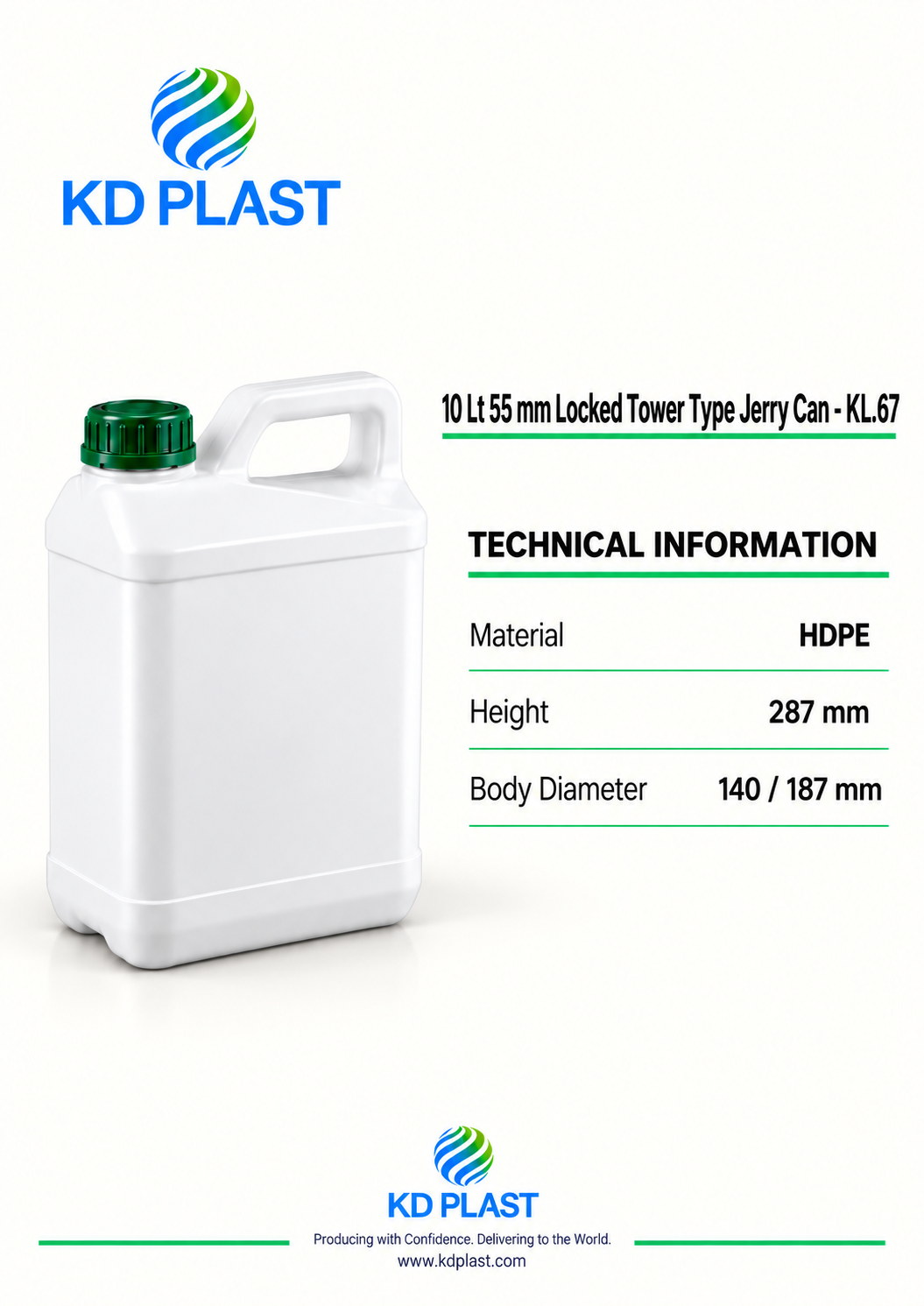 10 L HDPE Tower Jerry Can — KL.67