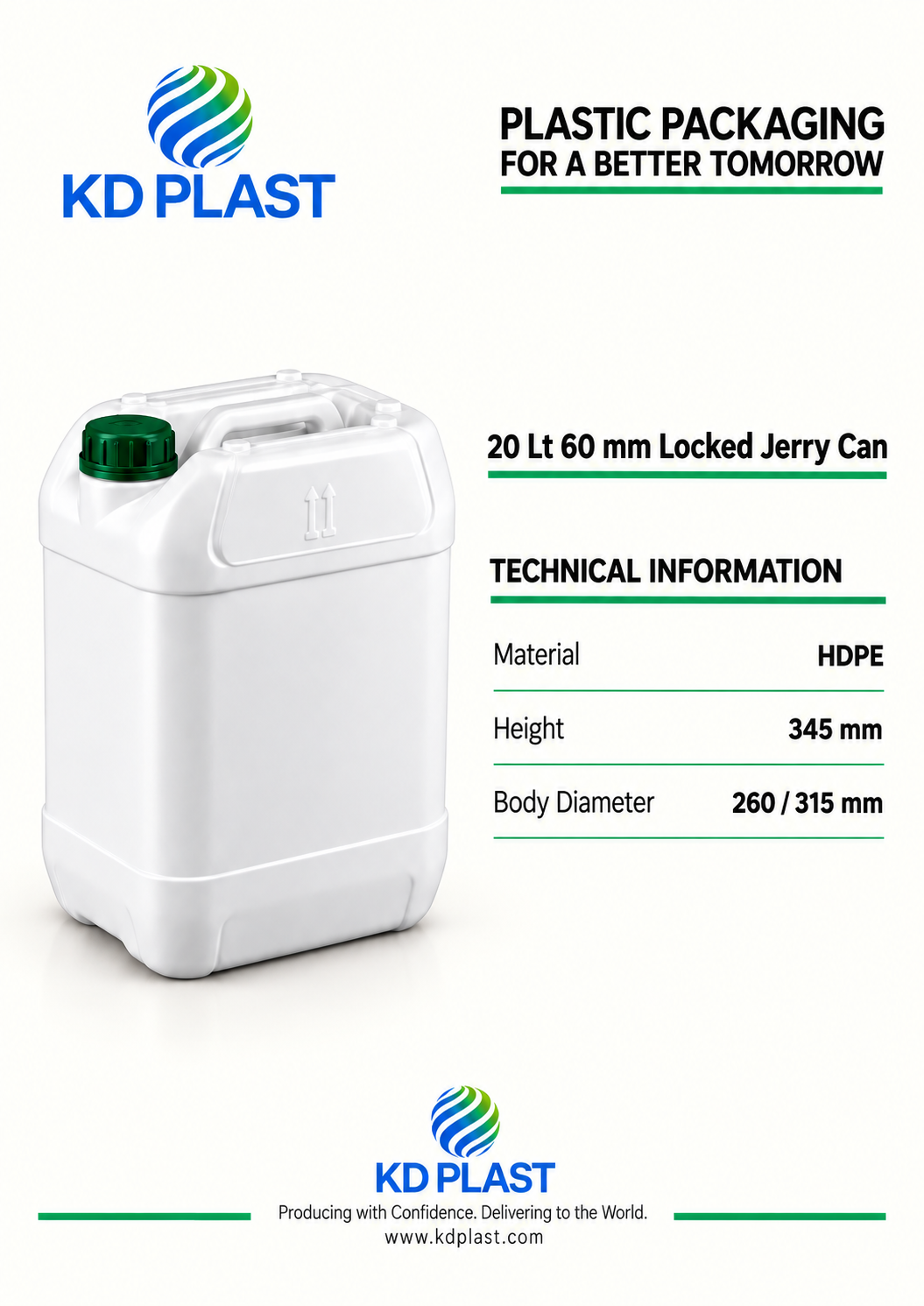 20 L HDPE Lock-Closure Jerry Can