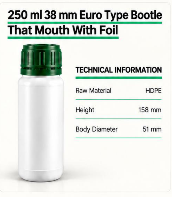 250 ml HDPE Euro Foil-Seal Bottle
