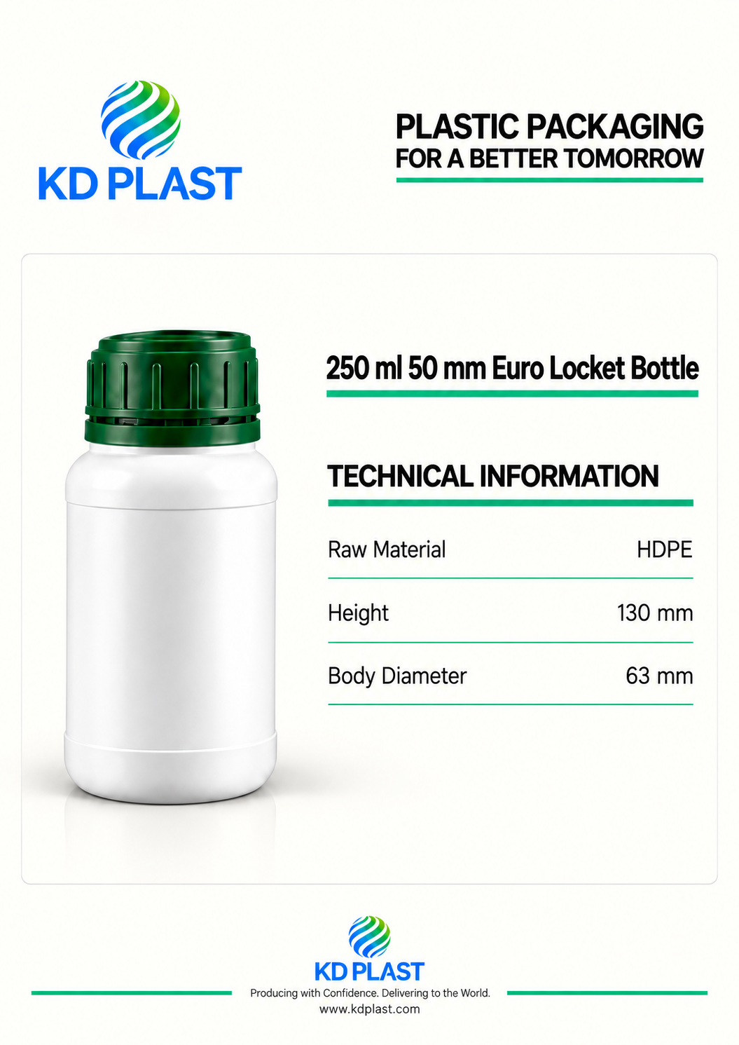 250 ml HDPE Euro Lock-Closure Bottle