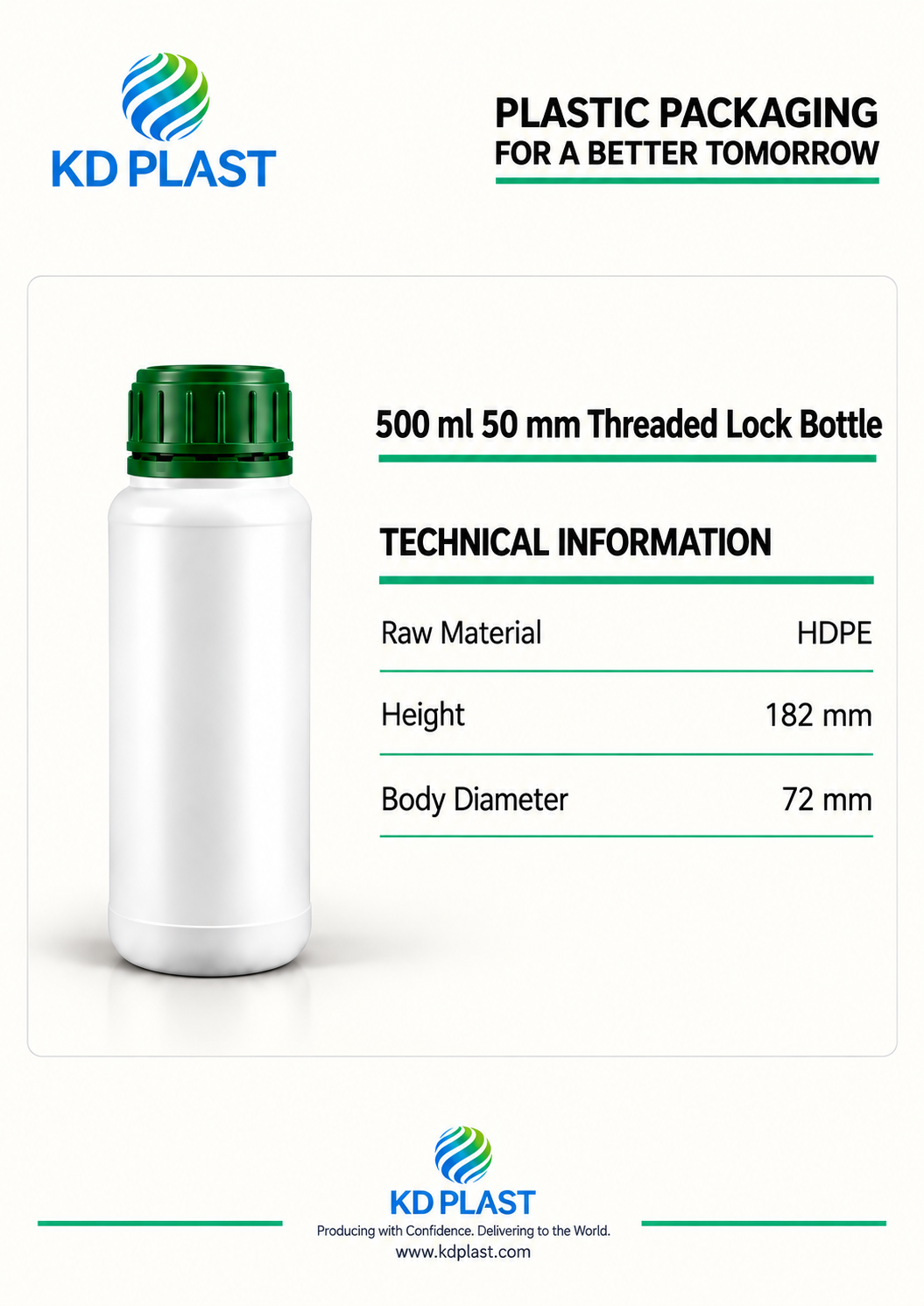 500 ml HDPE Threaded Lock-Closure Bottle
