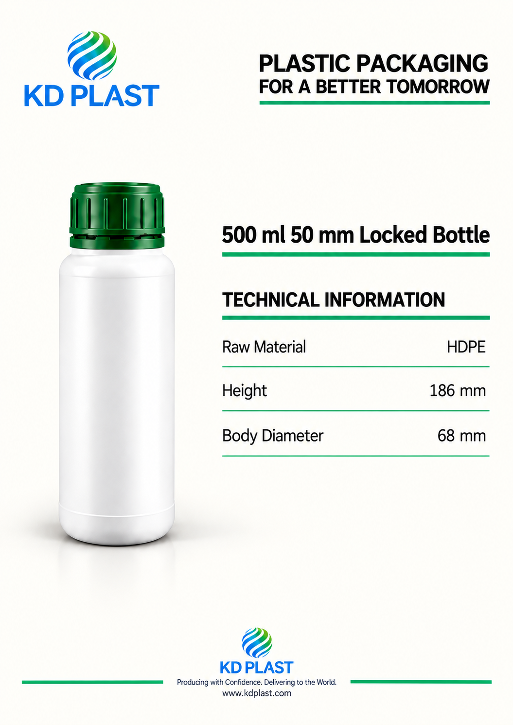 500 ml HDPE Lock-Closure Bottle