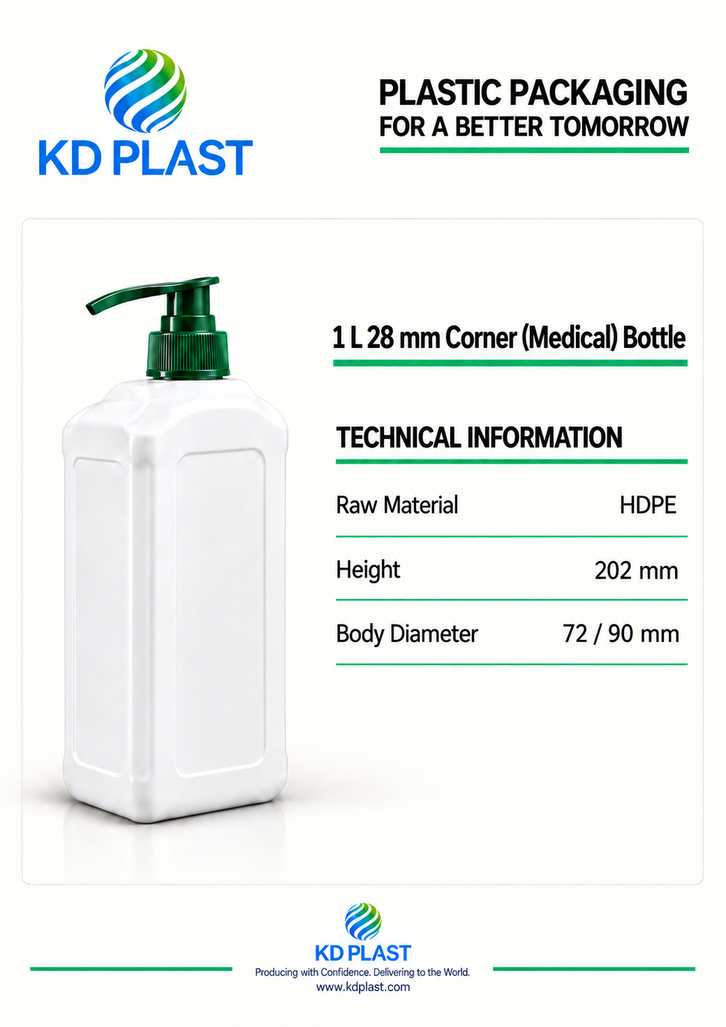 1 L HDPE Corner (Medical) Bottle
