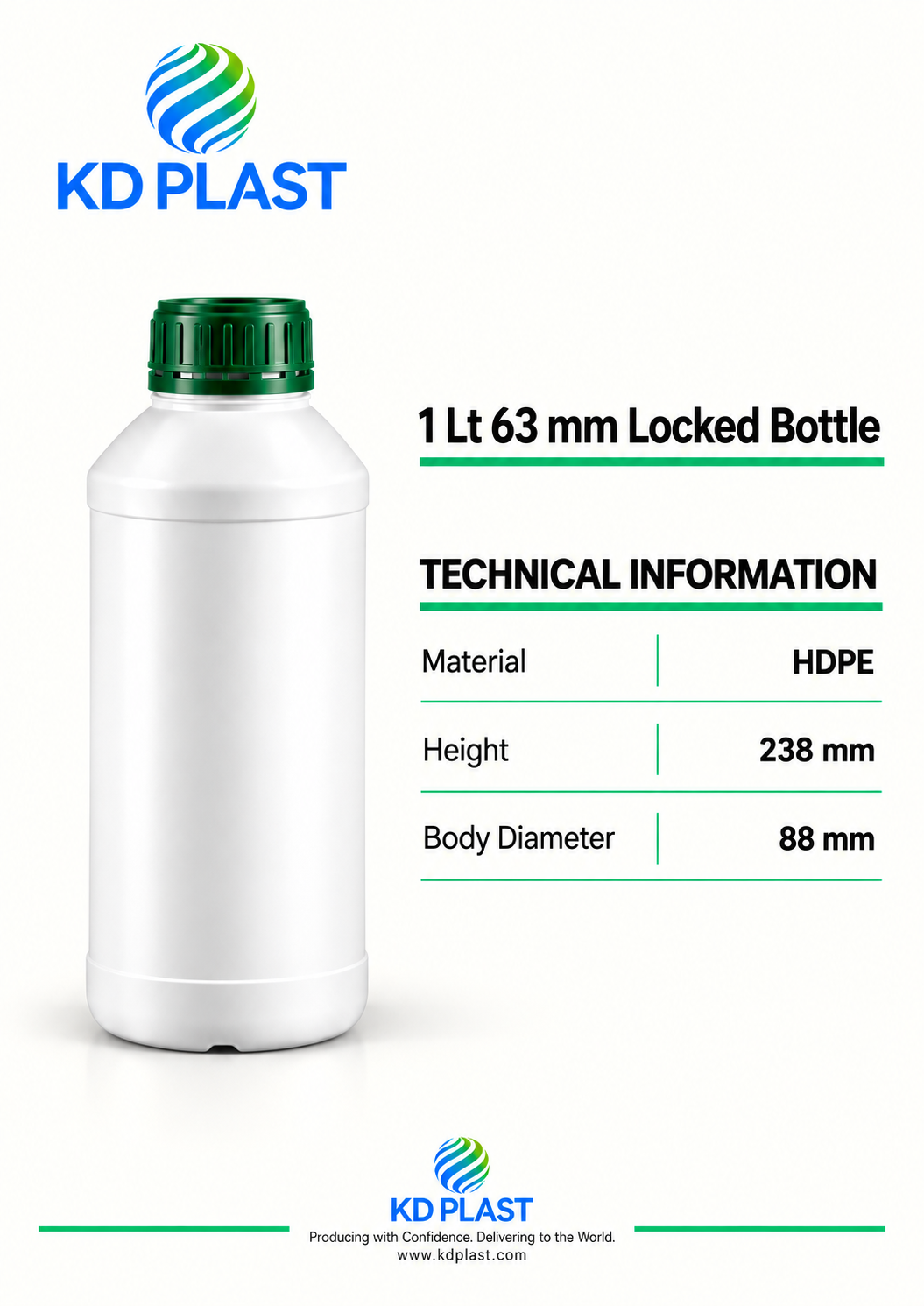 1 L HDPE Lock-Closure Bottle — 63 mm