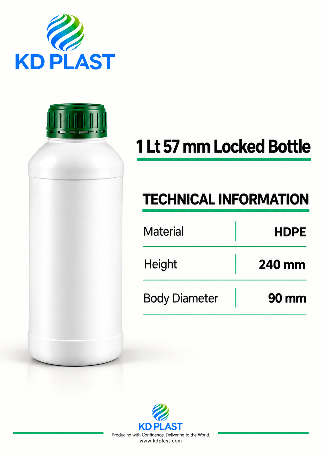 1 L HDPE Lock-Closure Bottle — 57 mm
